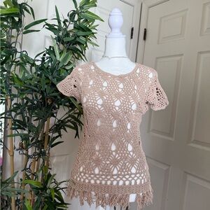 Chico's Pink Cropped Embellished Blouse